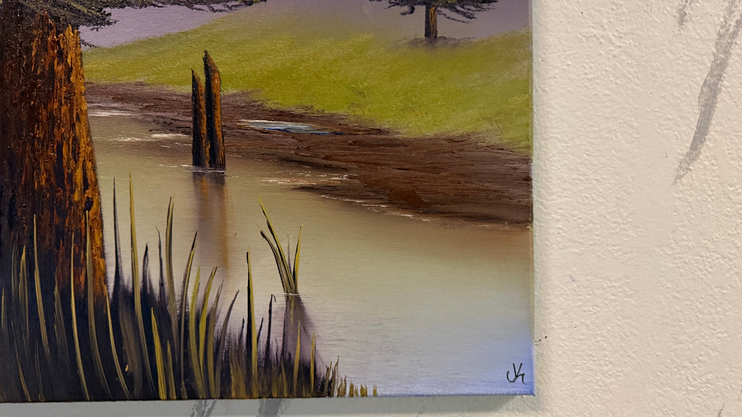 Painting #2383 - Forest River Landscape painted 4-11-26