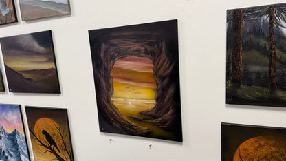 Painting #2648 - 20x24" Canvas - Cave Seascape painted 10-15-26