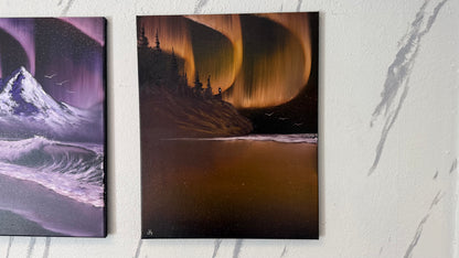 Painting #2379 - Golden Coast Northern Lights Seascape painted 4-7-26