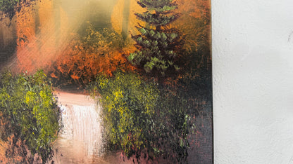 Painting #2059 - 16x20" Canvas - Autumn Waterfall Landscape painted 9-16-25