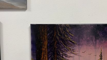 Painting #2654 - 22x28" Canvas - Sunset Forest Landscape painted 10-18-26