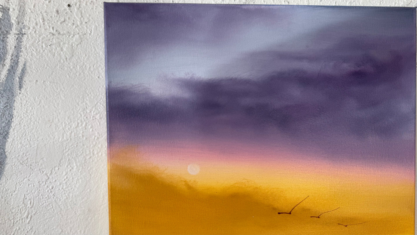 Painting #2183 - 16x20" Canvas - Sunset Seascape painted 12-12-25
