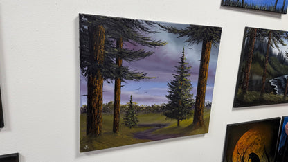 Painting #2643 - 20x24" Canvas - Cloudy Blue Sky Landscape painted 10-9-26
