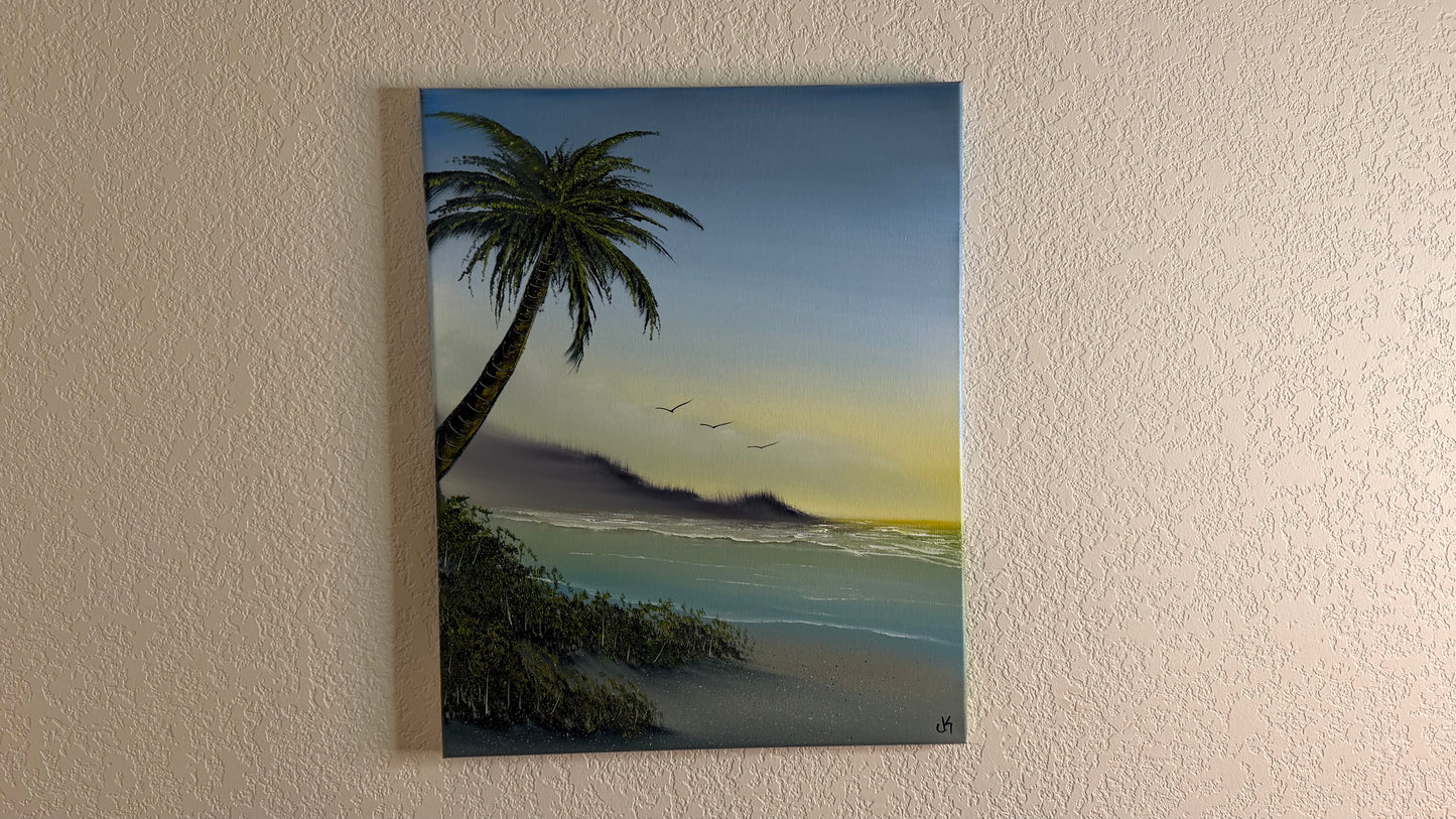 Painting #2515 - 16x20" Canvas - Sunset Seascape painted 7-13-26
