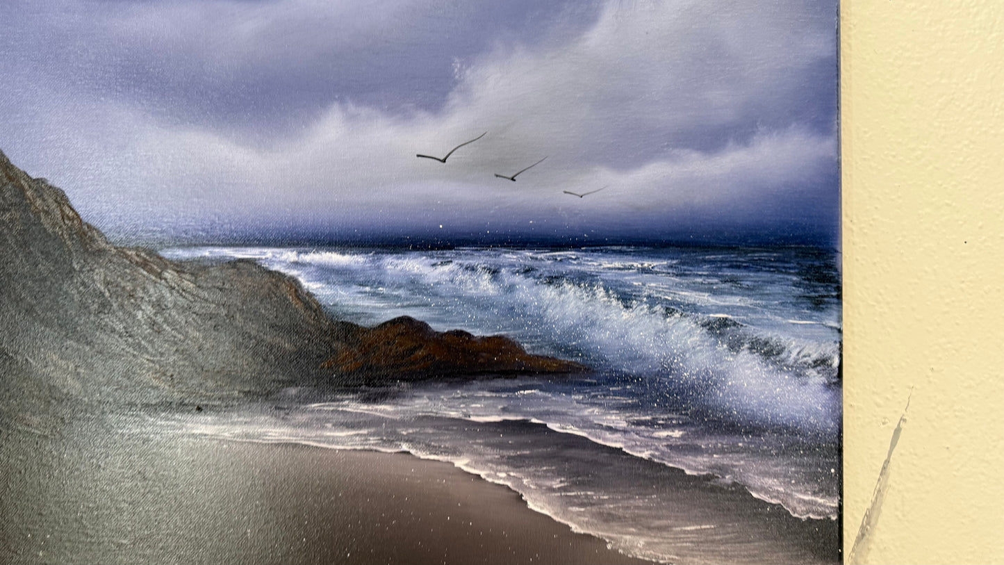 Painting #2208 - 16x20" Canvas - Night Seascape painted 12-29-25