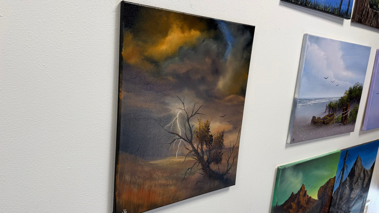 Painting #2588 - 16x20" Canvas - Midwest Thunderstorm Landscape painted 9-7-26