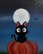 Painting # by Dani from Happily Painted - 16x20" Canvas - Black Cat Halloween Decor