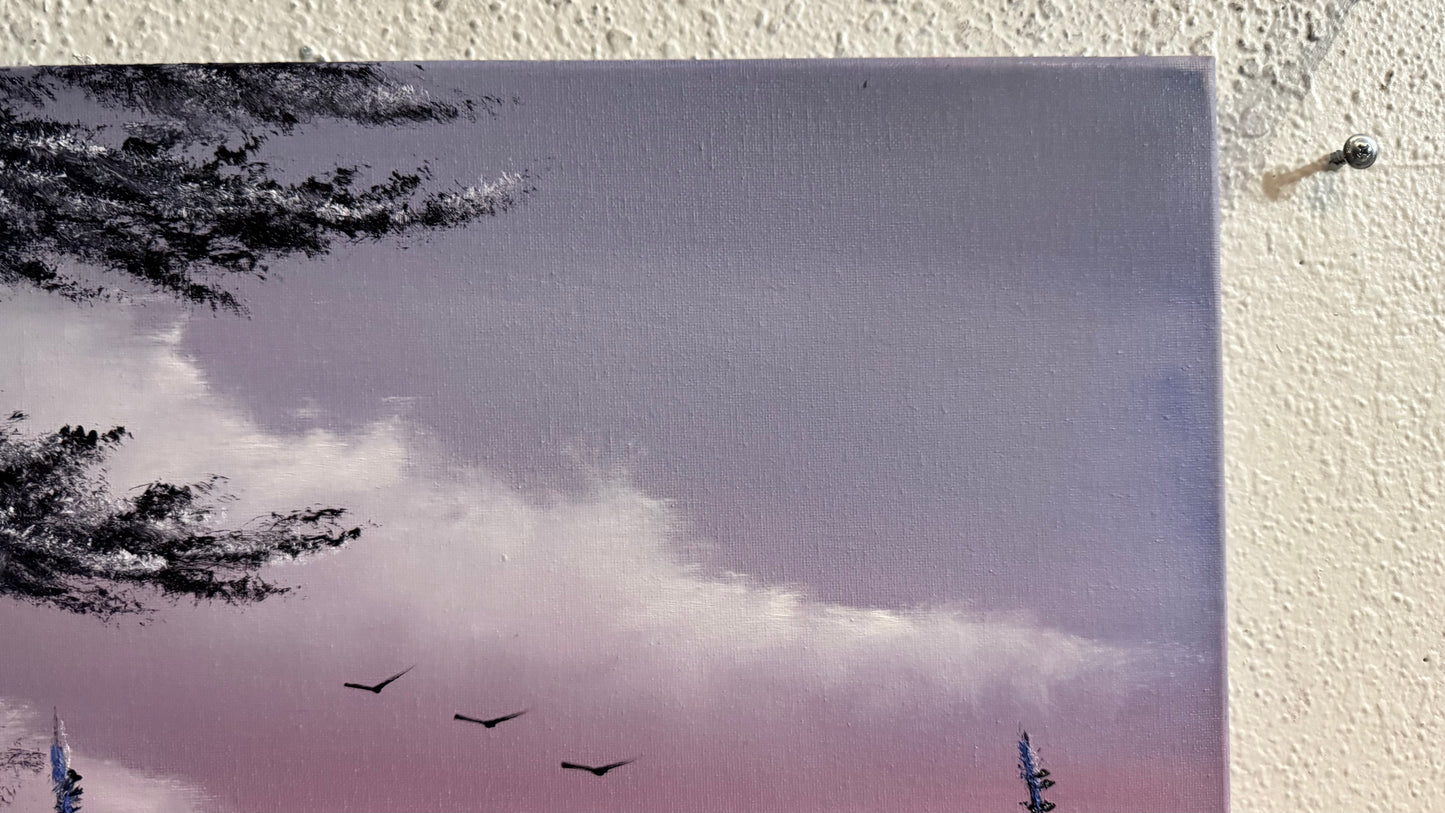 Painting #2453 - 16x20" Canvas - Sunrise Winter Landscape painted 5-22-26