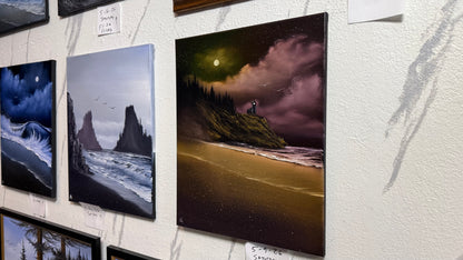 Painting #2413 - 16x20" Canvas - Golden Oregon Coast painted 4-26-26