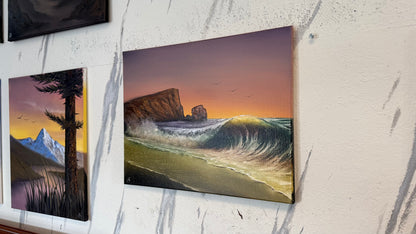 Painting #2385 - 16x20" Canvas - Aphrodite's Rock Seascape painted 4-13-26