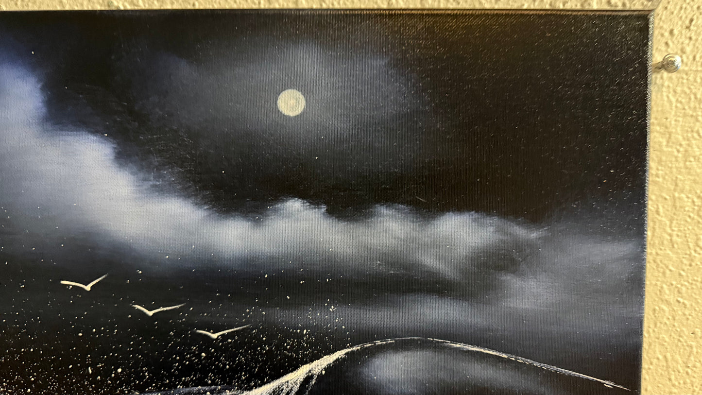 Painting #2384 - 16x20" Canvas - Crahsing wave Seascape painted 4-12-26