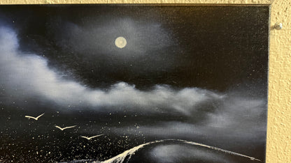 Painting #2384 - 16x20" Canvas - Crahsing wave Seascape painted 4-12-26