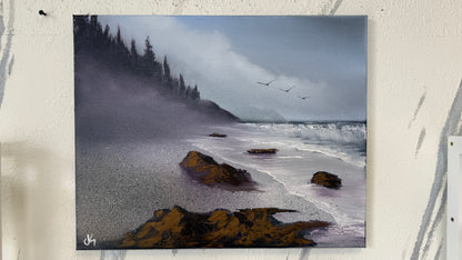 Painting #2067 - 16x20" Canvas - Heceta Beach Seascape painted 9-21-25