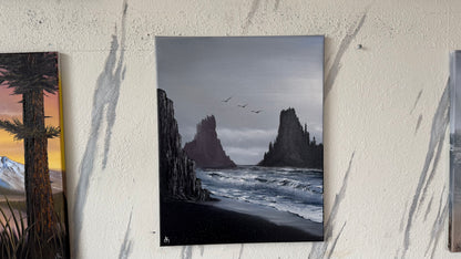 Painting #2397 - 16x20" Canvas - Icelandic Coastal Seascape painted 4-18-26
