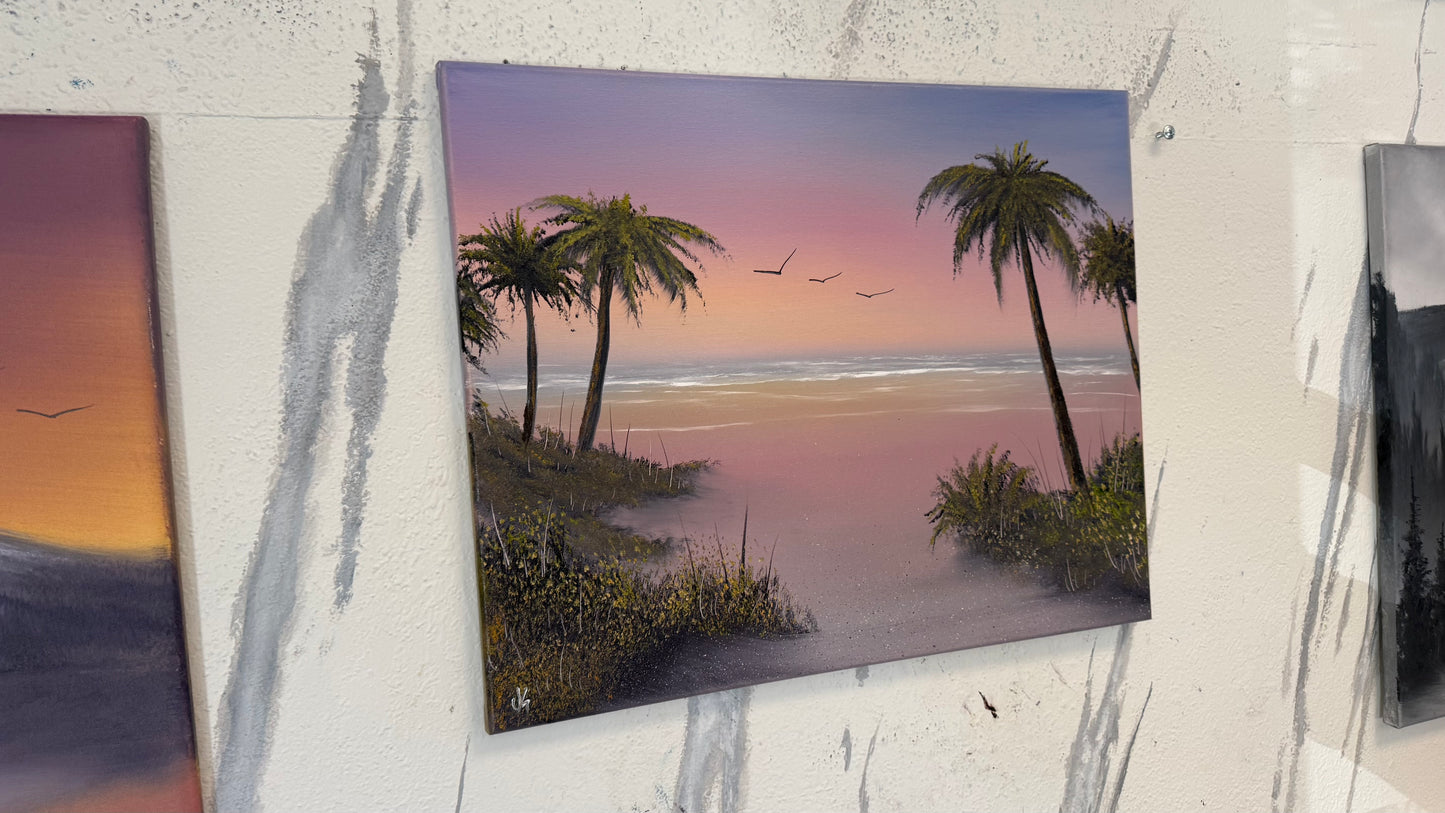 Painting #2241 - 16x20" Canvas - Sunset Seascape painted 1-17-26