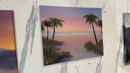 Painting #2241 - 16x20" Canvas - Sunset Seascape painted 1-17-26
