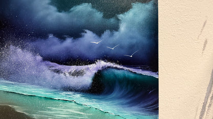 Painting #2170 - 20x24" Pro Series Canvas - Full Moon Seascape painted 12-4-25