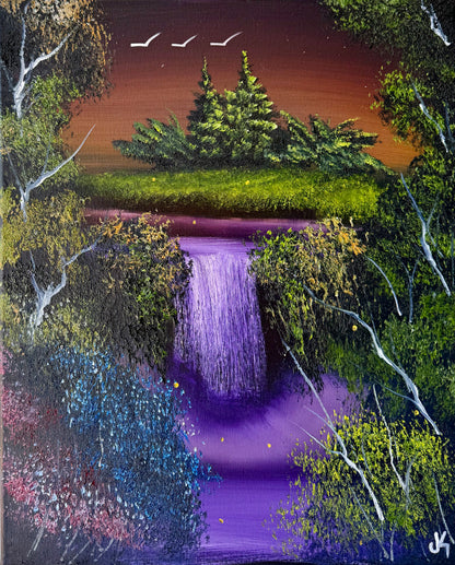 Painting #1870 - 16x20" Canvas - Waterfall Landscape painted 5-30-25