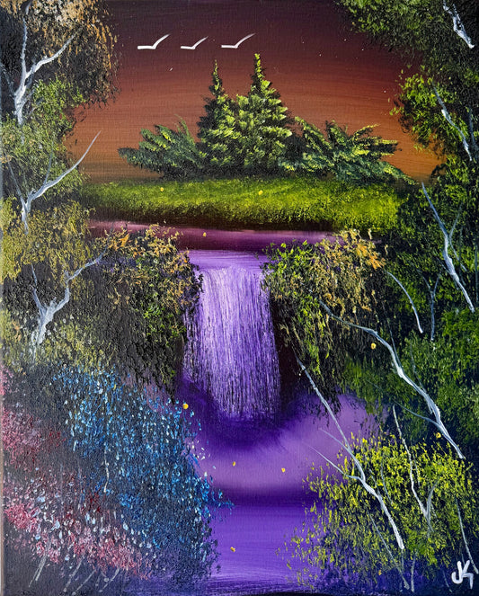 Painting #1870 - 16x20" Canvas - Waterfall Landscape painted 5-30-25