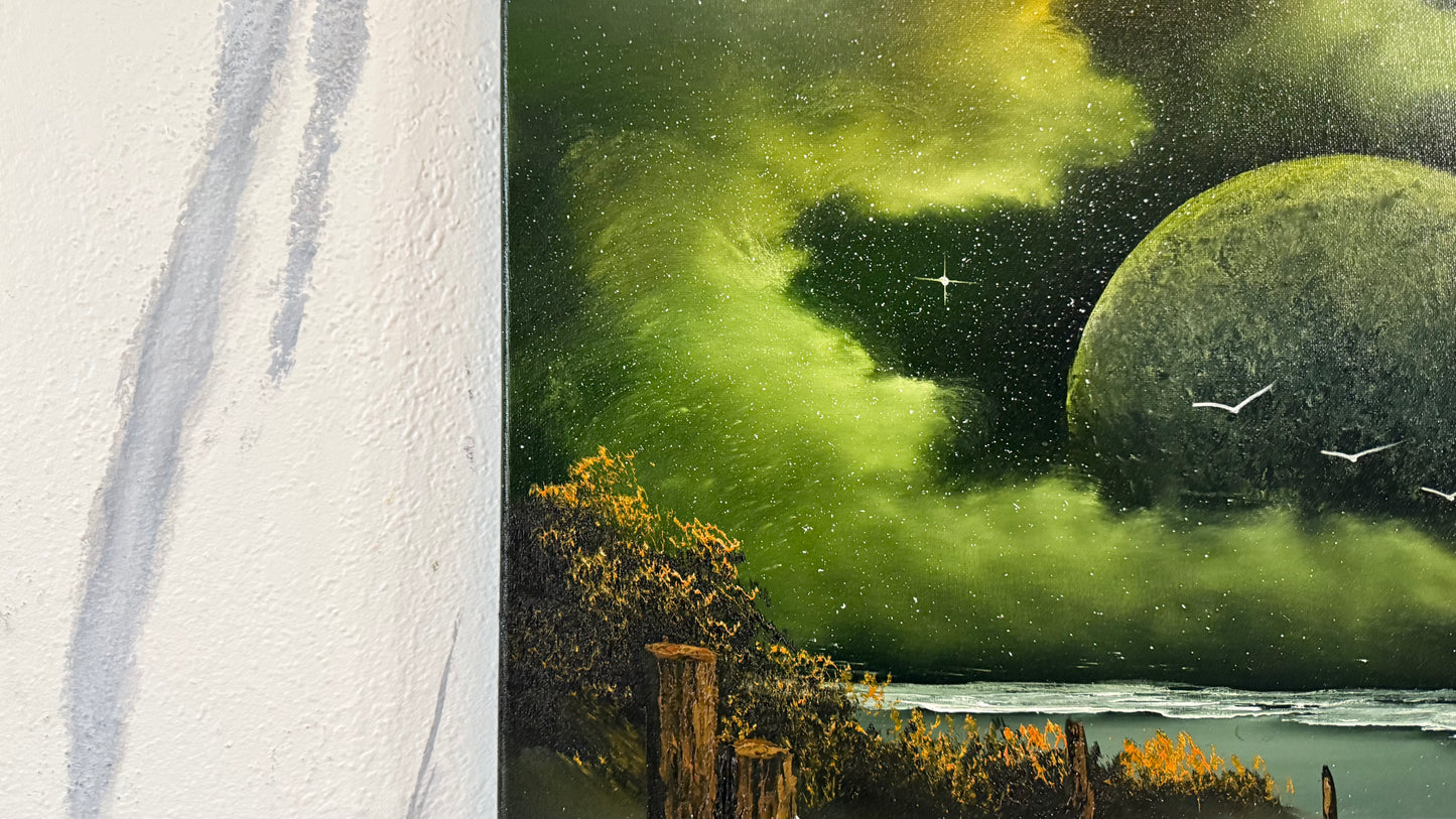 Painting #2464 - 18x24" Canvas - Space Seascape painted 5-28-26