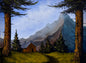 Painting #2652 - 18x24" Canvas - Mountain Cabin Landscape painted 10-17-26