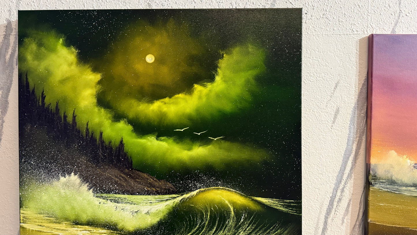 Painting #2352 - 24x36" Pro Series Canvas - Crashing Wave Seascape painted 3-23-26