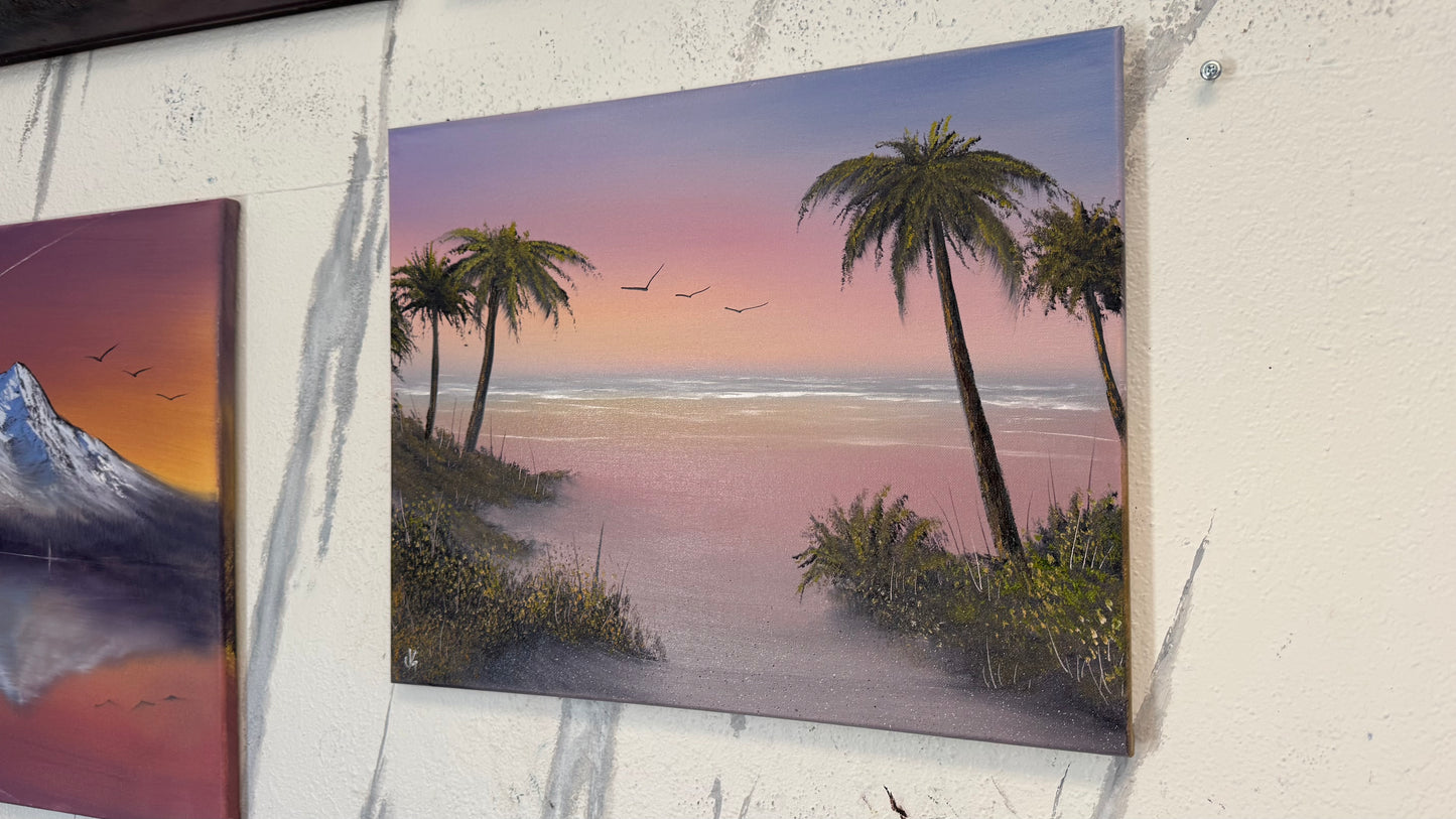 Painting #2241 - 16x20" Canvas - Sunset Seascape painted 1-17-26