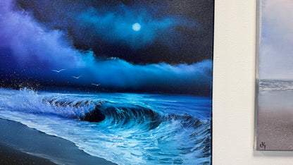 Painting #2541 - 22x28" Canvas - Night Seascape painted 8-6-26
