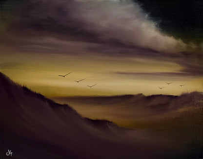 Painting #2635 - 16x20" Canvas - Sunset Desert Landscape painted 10-3-26
