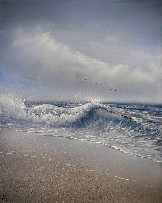 Painting #2298 - 16x20" Canvas - Crashing Wave Seascape painted 2-22-26