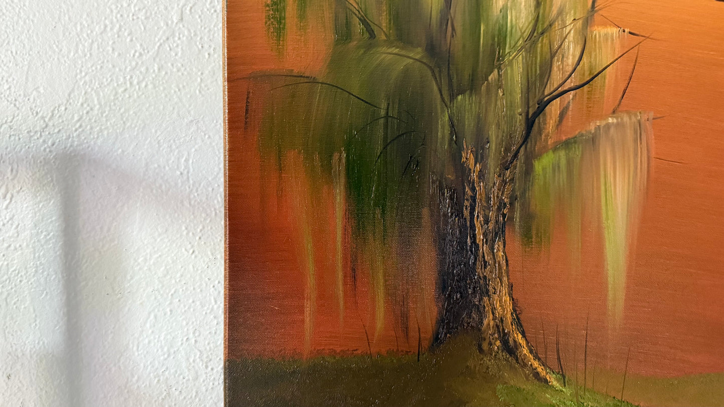 Painting #2061 - 16x20" Canvas - Willow Tree Landscape painted 9-18-25