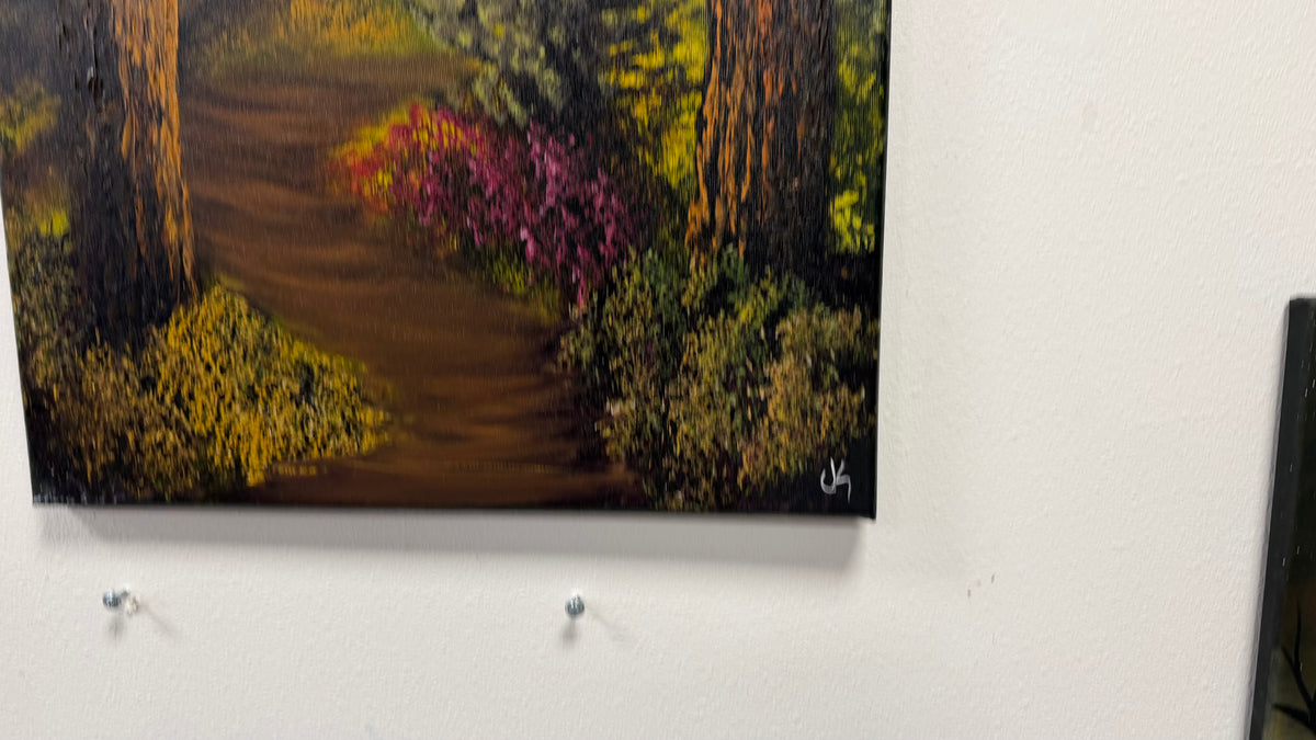 Painting #2653 - 18x24" Canvas - Sunset Cabin Landscape painted 10-17-26