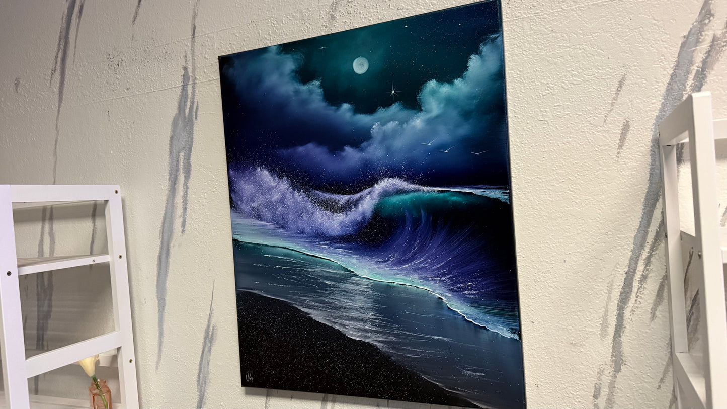 Painting #2144 - 20x24" Canvas - Crashing Wave Seascape painted 11-13-25