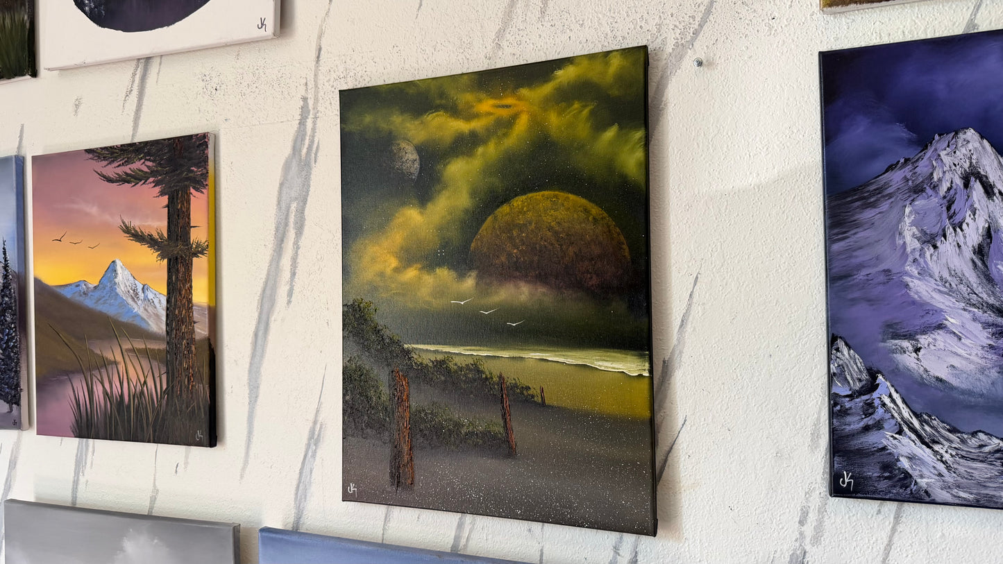 Painting #2487 - 18x24" Canvas - Galactic Seascape painted 6-14-26