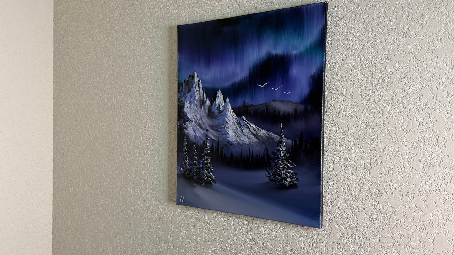 Painting #2498 - 16x20" Canvas - Night Mountain Landscape painted 6-30-26