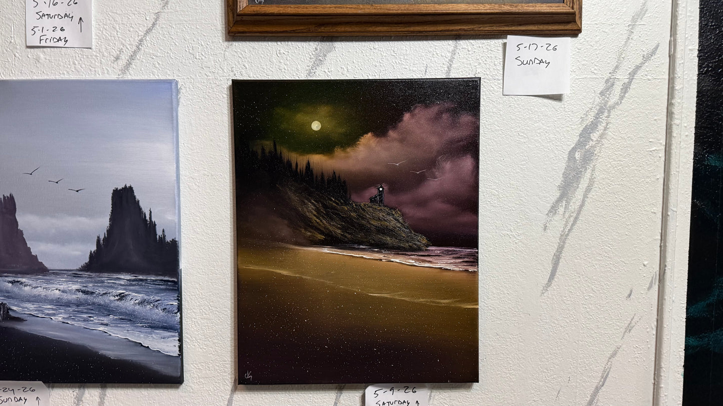 Painting #2413 - 16x20" Canvas - Golden Oregon Coast painted 4-26-26