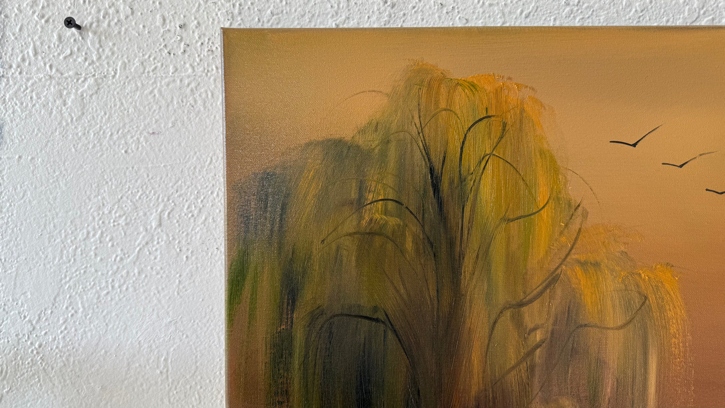 Painting #2060 - 16x20" Canvas - Willow Tree Landscape painted 9-18-25