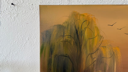 Painting #2060 - 16x20" Canvas - Willow Tree Landscape painted 9-18-25