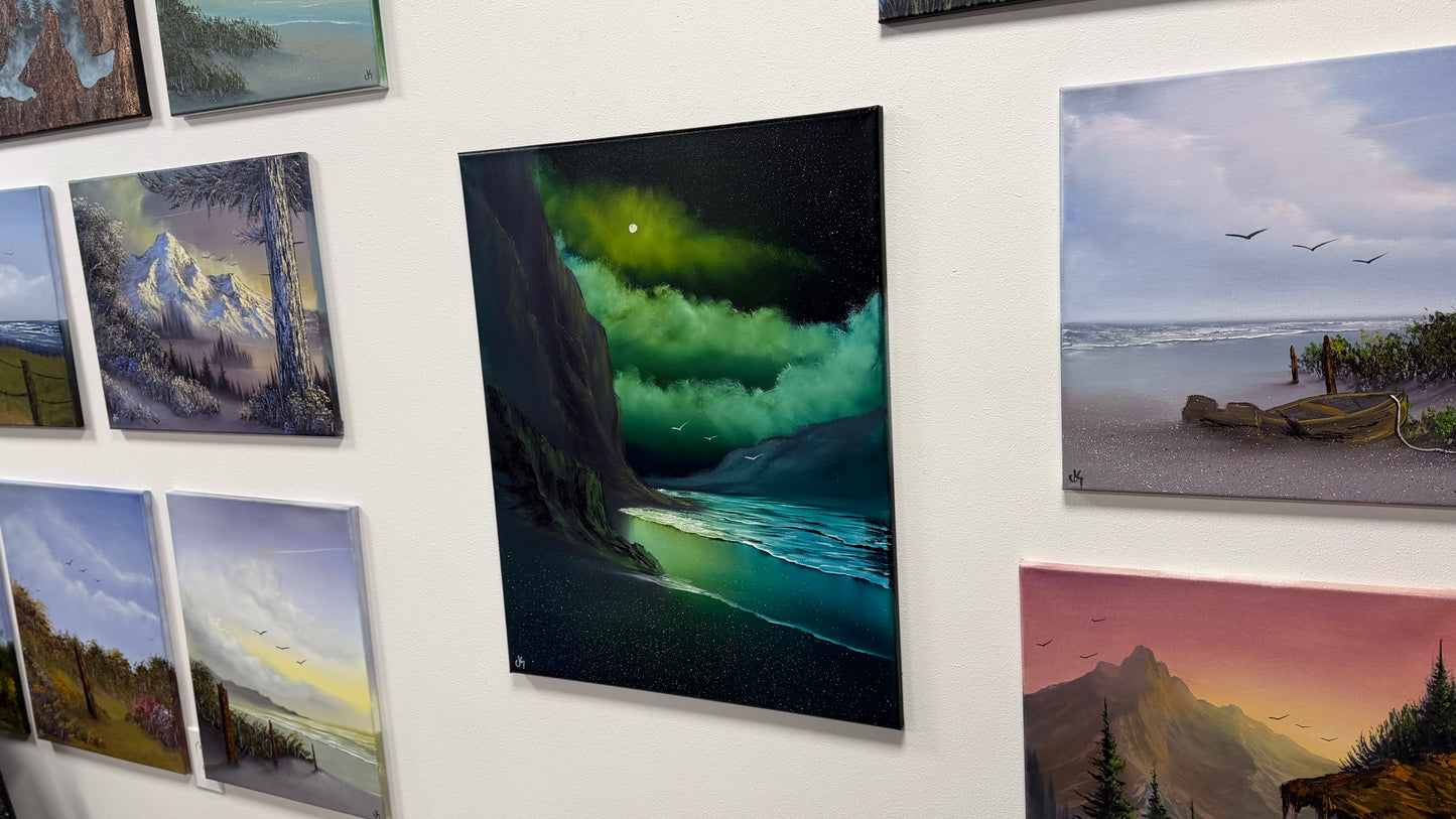 Painting #2569 - 22x28" Canvas - Night Seascape painted on 8-27-26