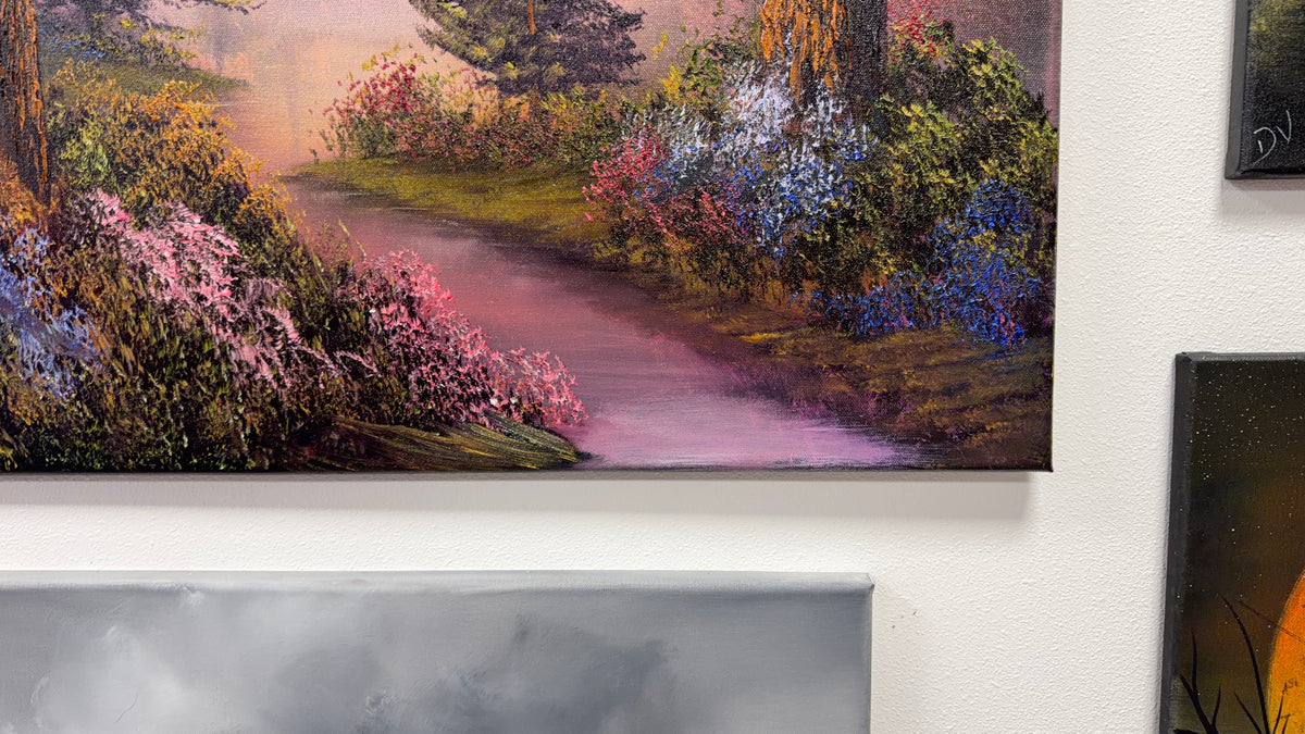 Painting #2654 - 22x28" Canvas - Sunset Forest Landscape painted 10-18-26