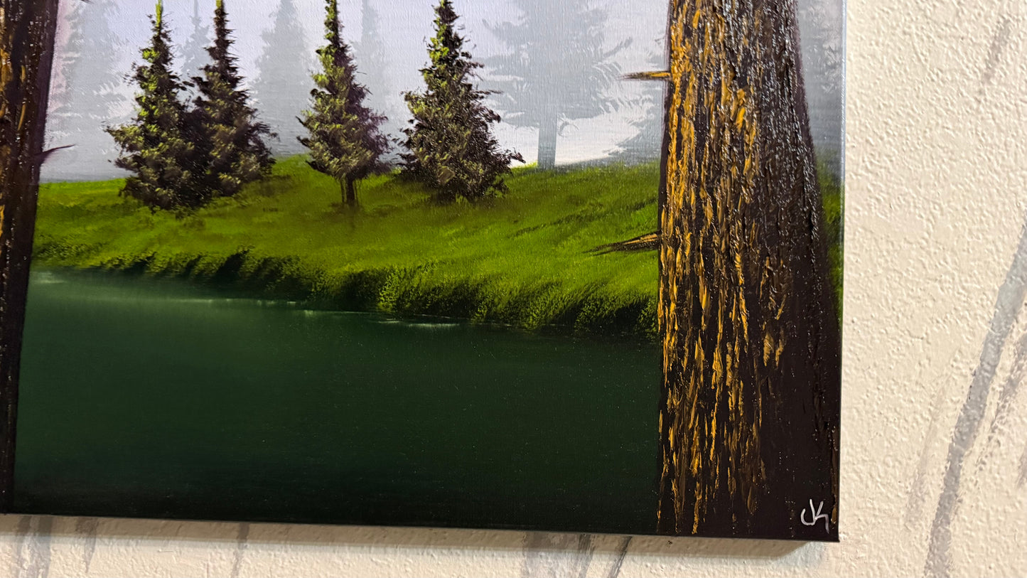 Painting #2312 - 20x24" Canvas - River Landscape painted 2-28-26