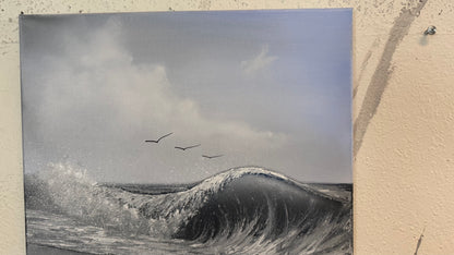 Painting #2336 - 16x20" Canvas - Crashing Wave Seascape painted 3-15-26