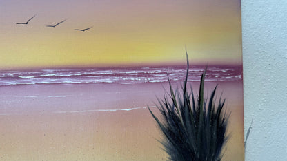 Painting #2360 - 16x20" Canvas - Sunset Seascape painted 3-28-26