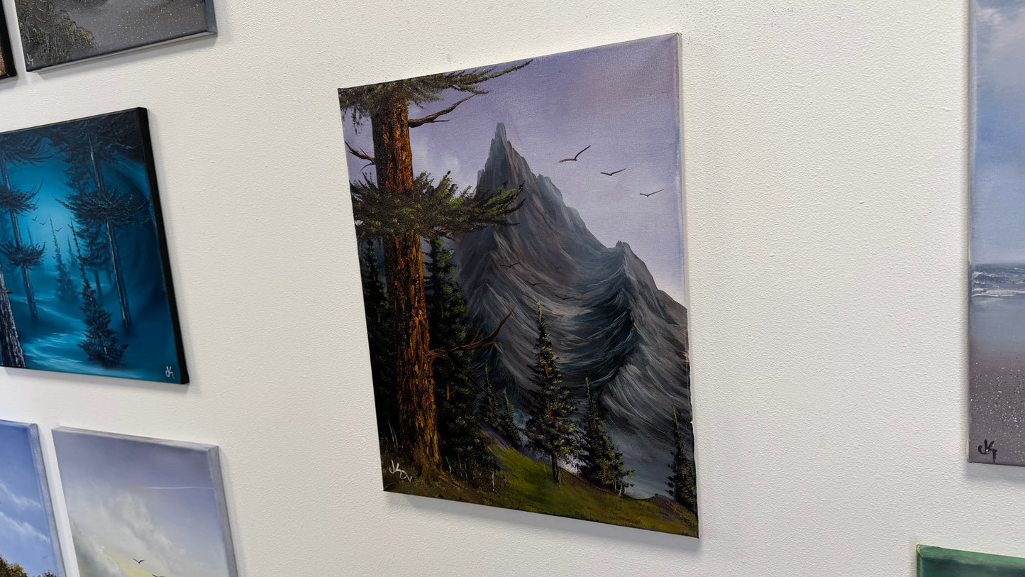 Painting #2583 - 16x20" Canvas - Mountain Forest Landscape by Josh and Dani painted 9-5-26