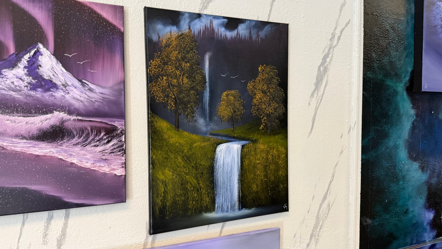 Painting #2341 - 18x24" Canvas - Orchard Falls painted 3-18-26