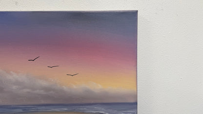 Painting #2576 - 16x20" Canvas - Sunset Seascape painted 8-31-26