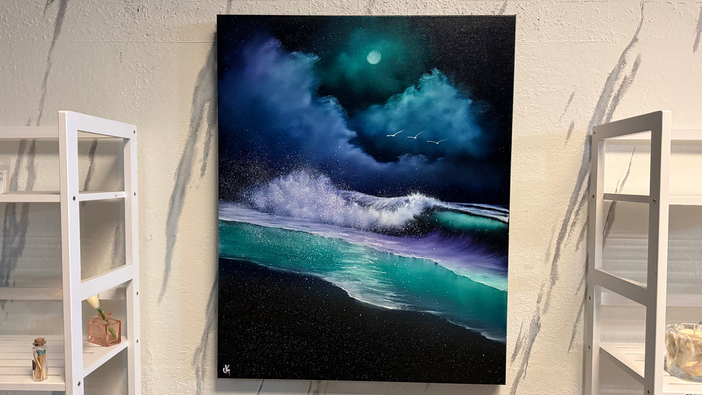 Painting #2190 - 24x30" Canvas - Crashing Wave Seascape painted 12-15-25