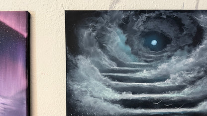 Painting #2391 - 16x20" Canvas - Stairway to Heaven Seascape painted 4-16-26