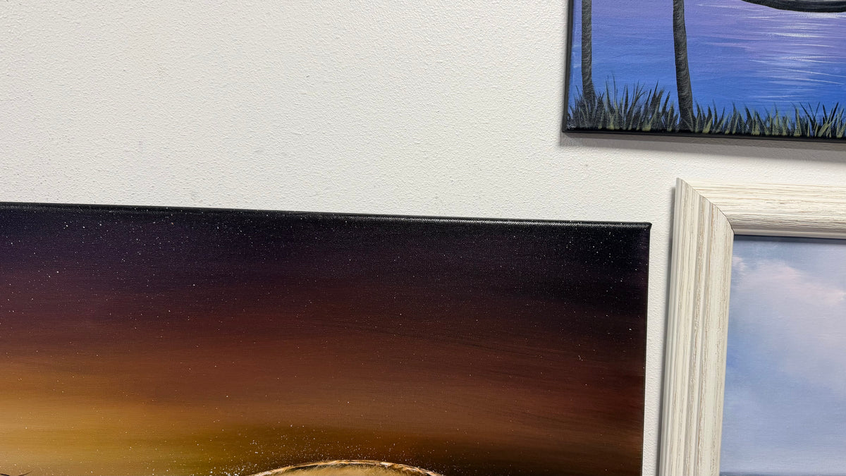 Painting #2614 - 20x36" Stage 2 Canvas - Night Seascape painted 9-21-26