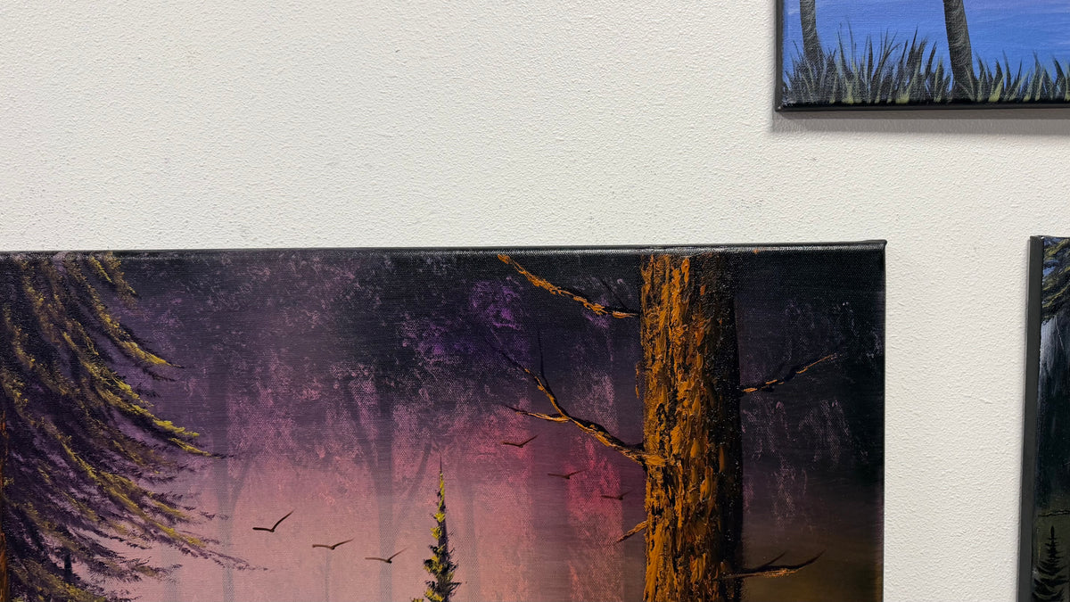 Painting #2654 - 22x28" Canvas - Sunset Forest Landscape painted 10-18-26